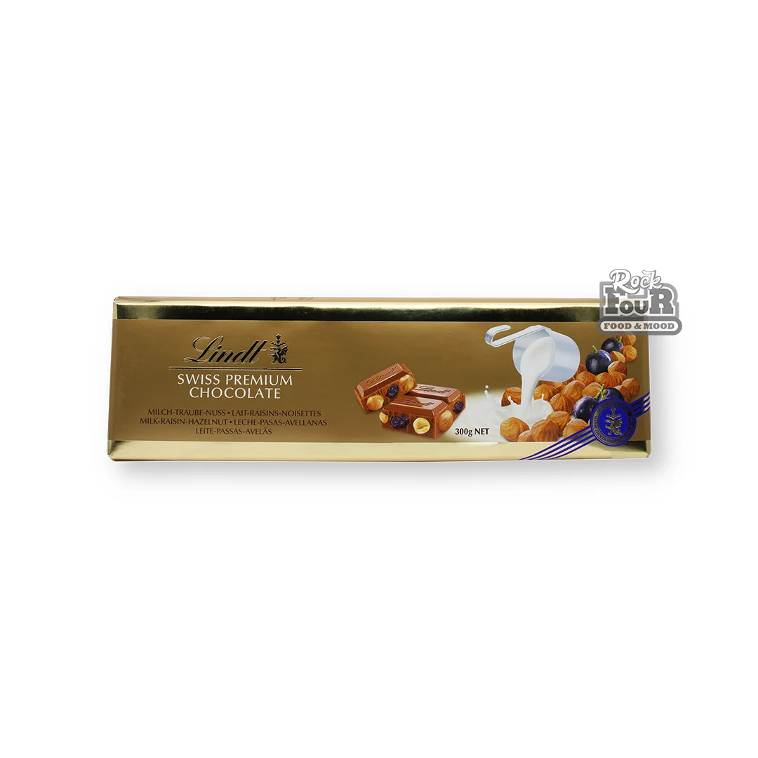 Շոկոլադե սալիկ «Lindt» չամիչով և ամբողջական պնդուկով 300գ